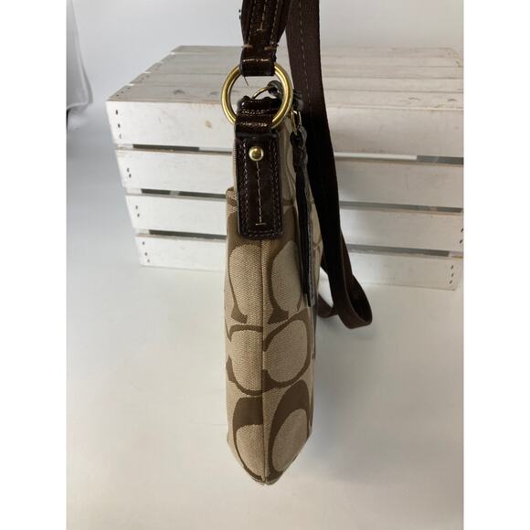 COACH F21905 MEDIUM TAN, BROWN SIGNAUTE CANVAS CROSSBODY BAG - Picture 3 of 16